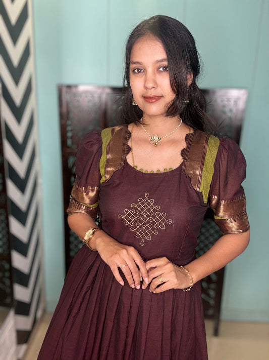 Traditional Kolam Maxi with Scallop Neck design