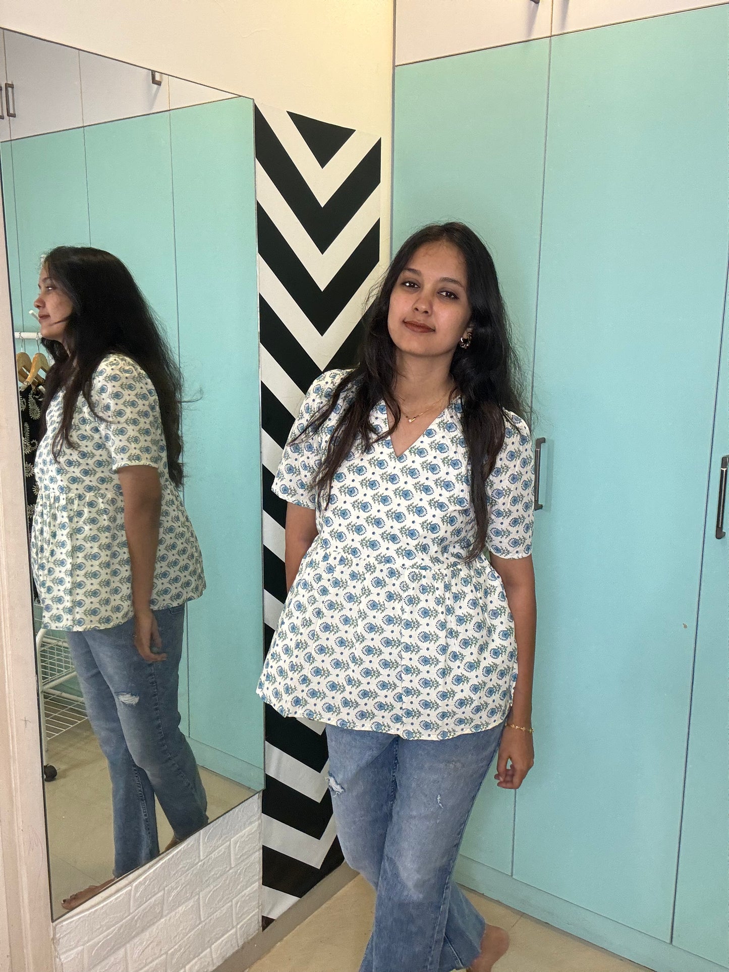 White short kurta with lining