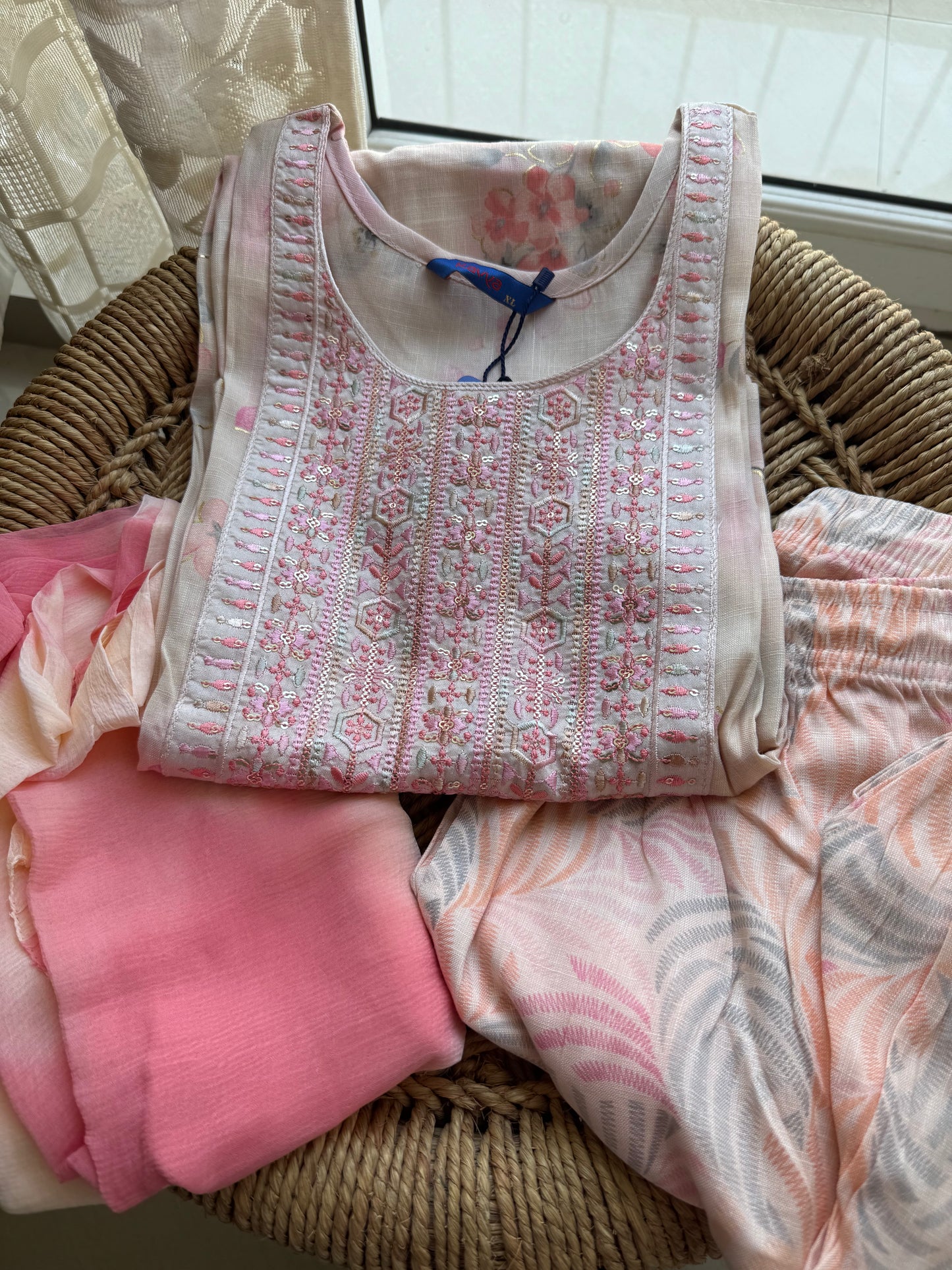 Peach Casual Kurta sets with Dupatta