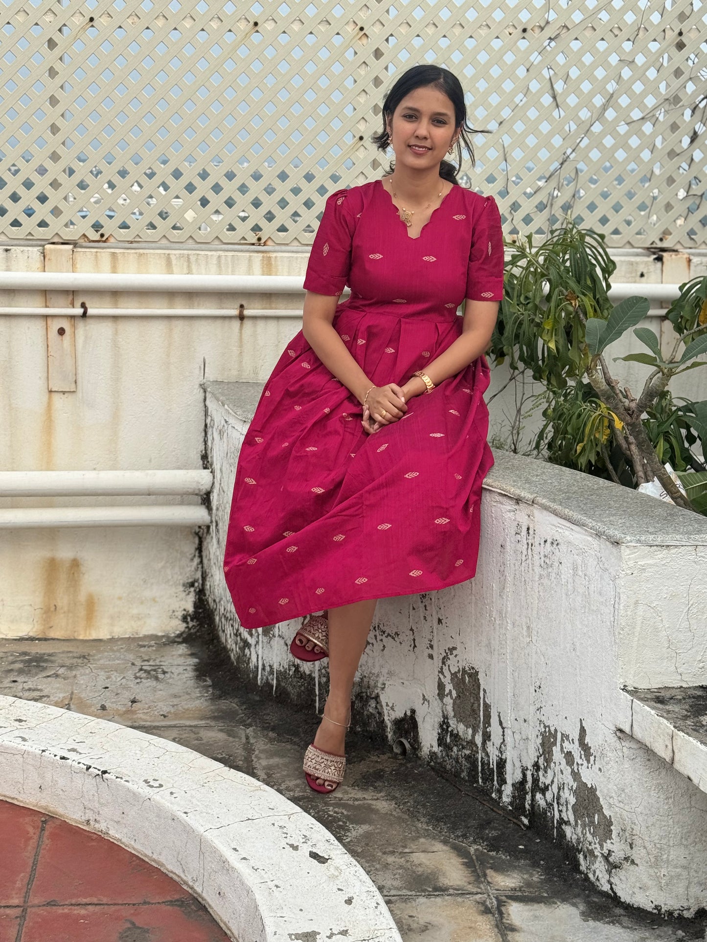 Rani Pink Raw silk Maxi