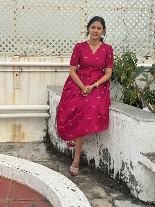 Rani Pink Raw silk Maxi