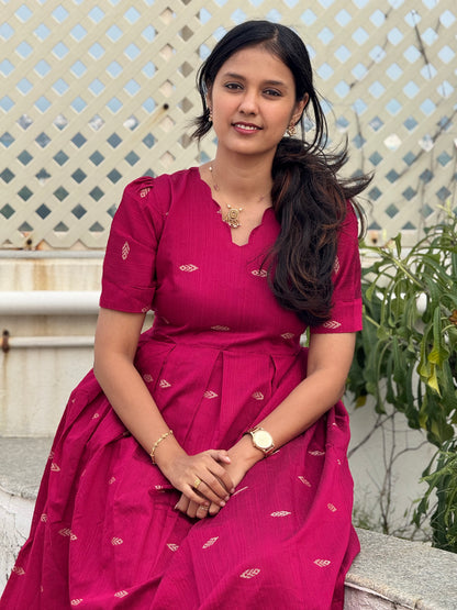 Rani Pink Raw silk Maxi