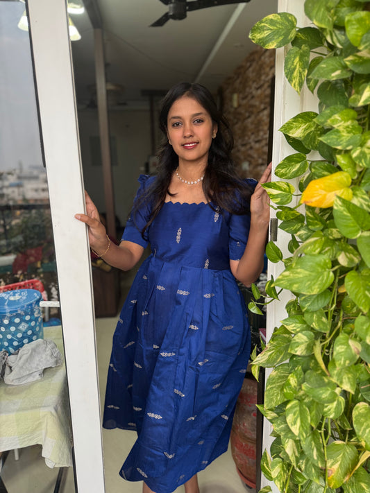 Blue Raw silk Maxi