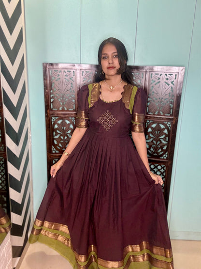 Traditional Kolam Maxi with Scallop Neck design