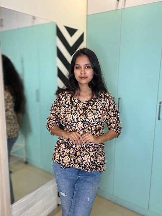 Black Kalamkari Short kurta