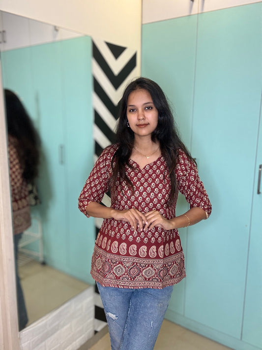 Red flower Short kurta