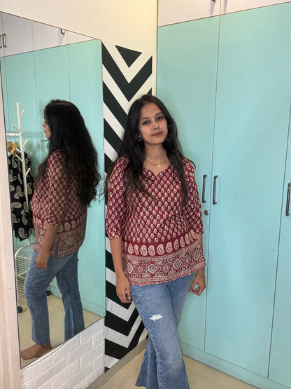 Red flower Short kurta