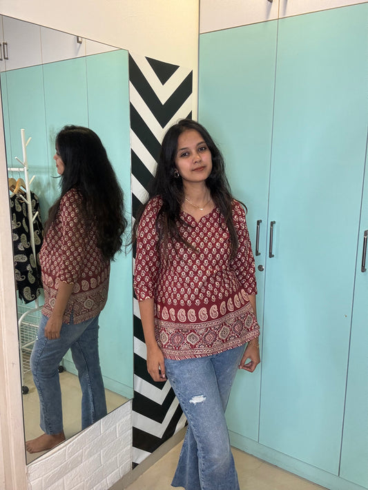 Red flower Short kurta