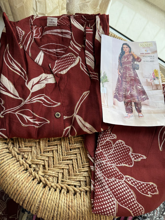 Silk Co-Ord Set – A-Line Panel Kurta with Pant