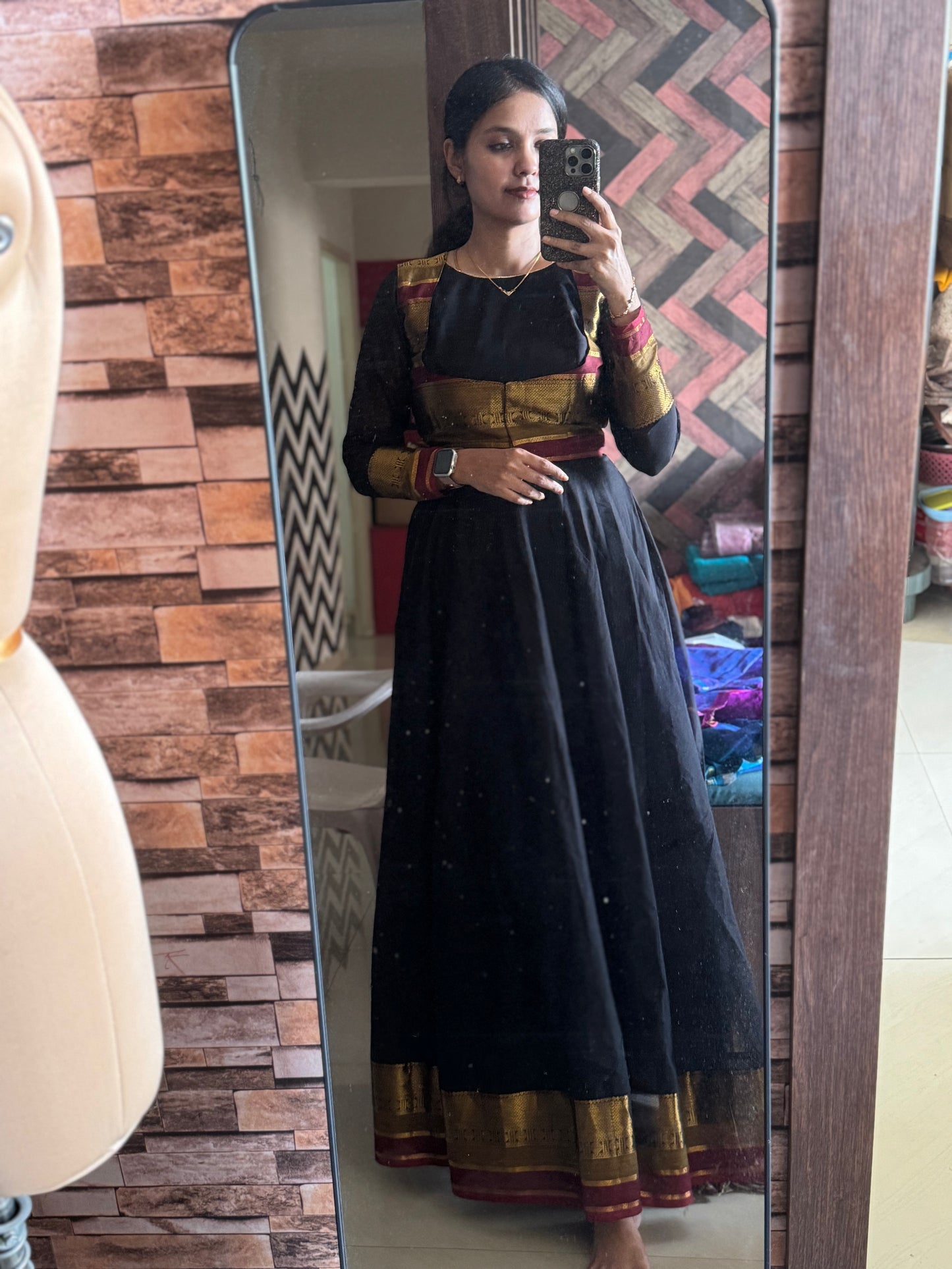 Black Anarkali with Detachable Coat